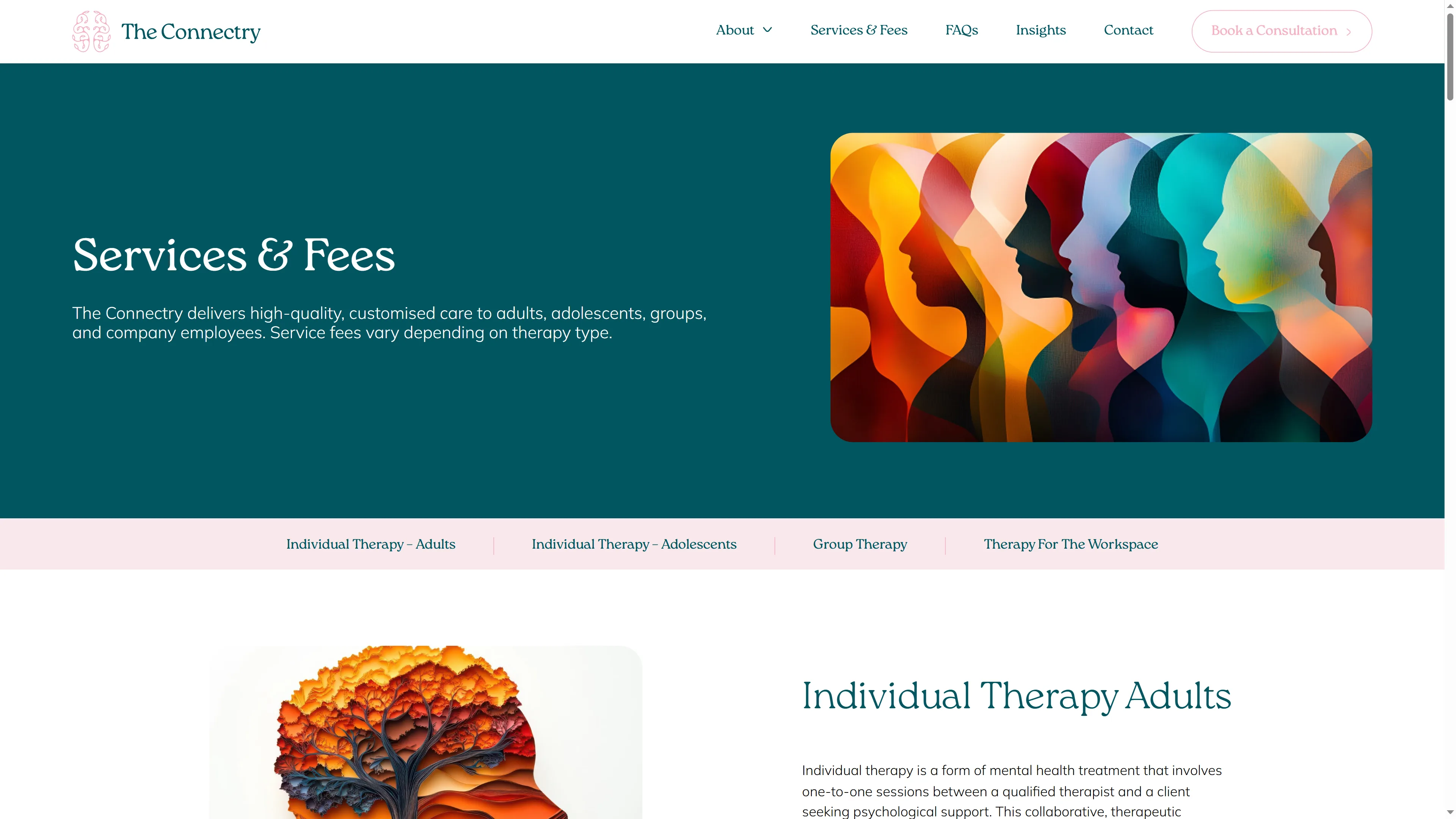 Services and fees page layout