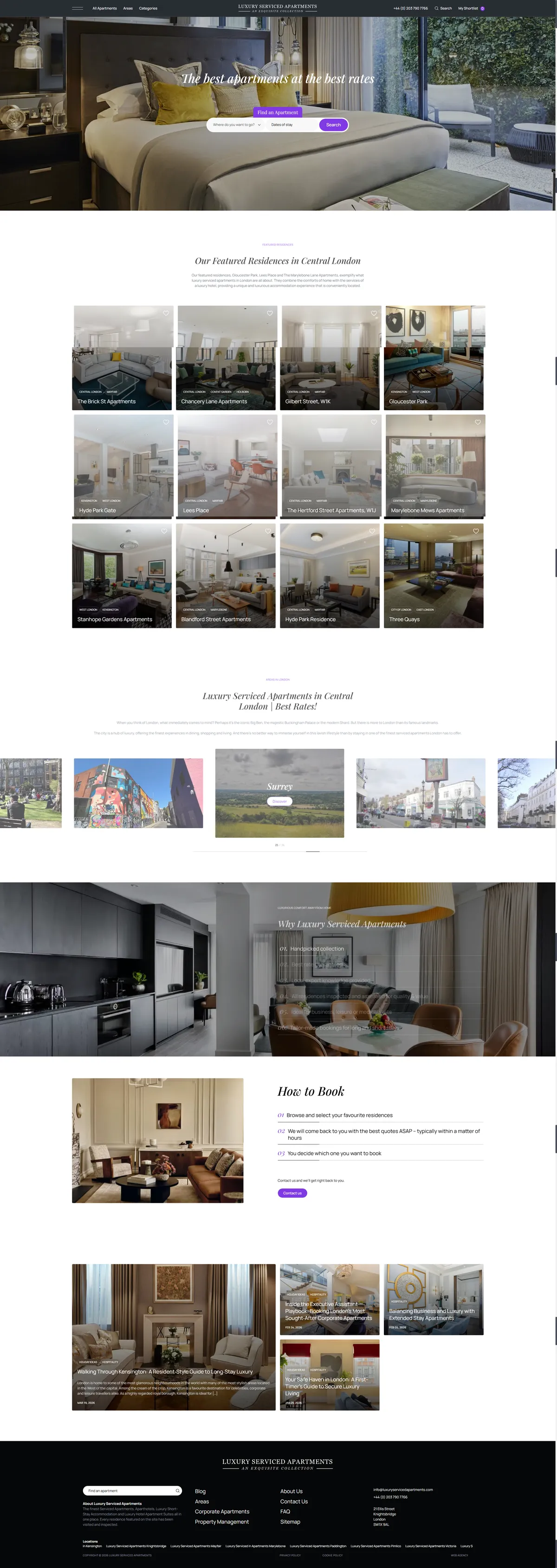 Luxury Serviced Apartments full page design