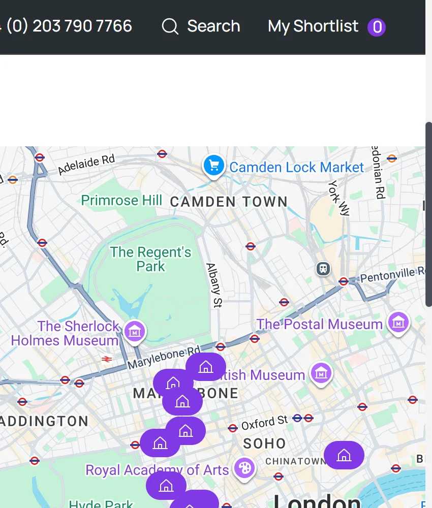 Heart icons and shortlist functionality