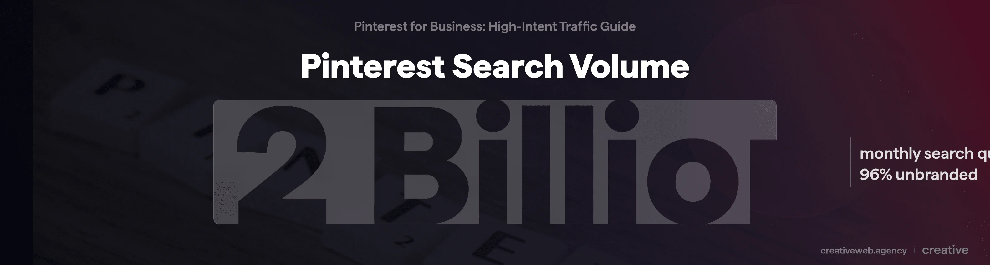 Stat callout showing Pinterest processes 2 billion monthly search queries with 96 percent unbranded