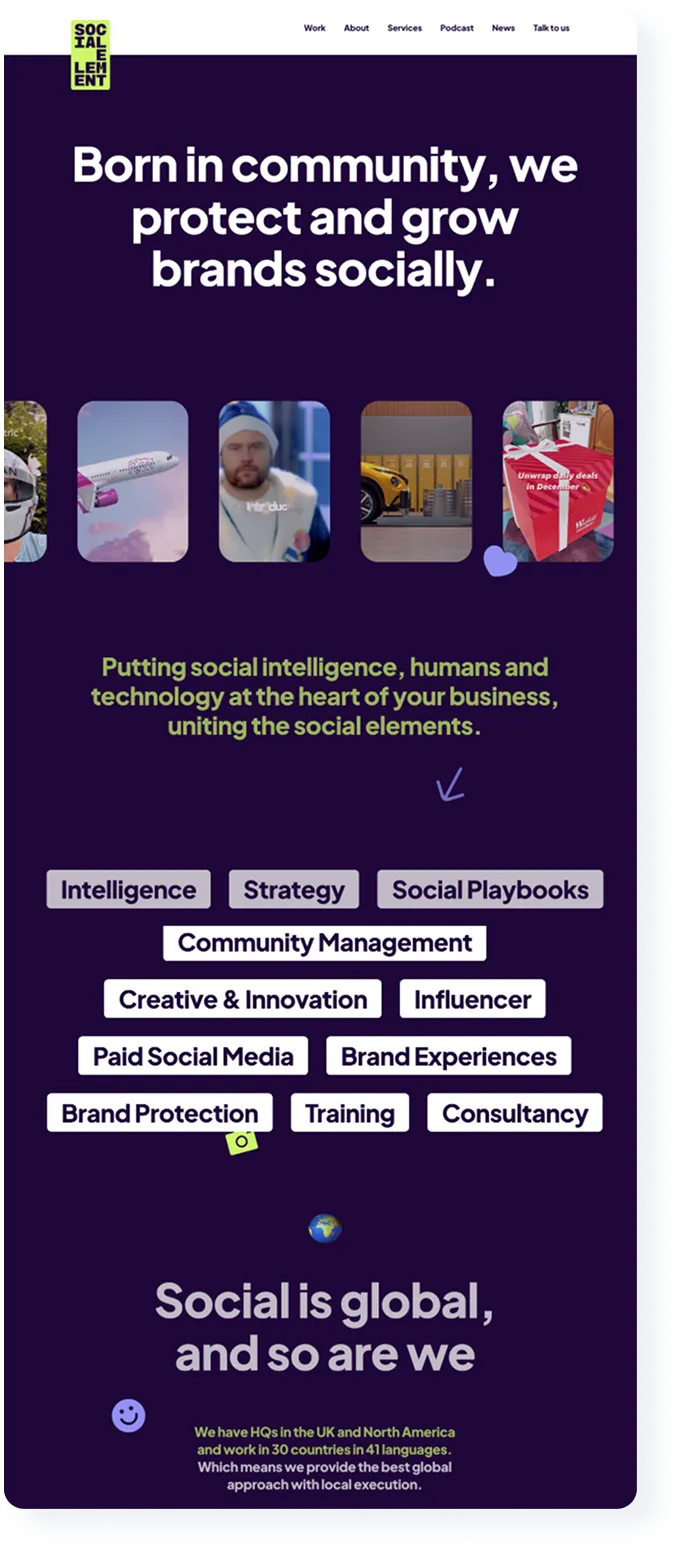 Social Element full page design