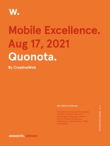Award certificate - certificate quonota